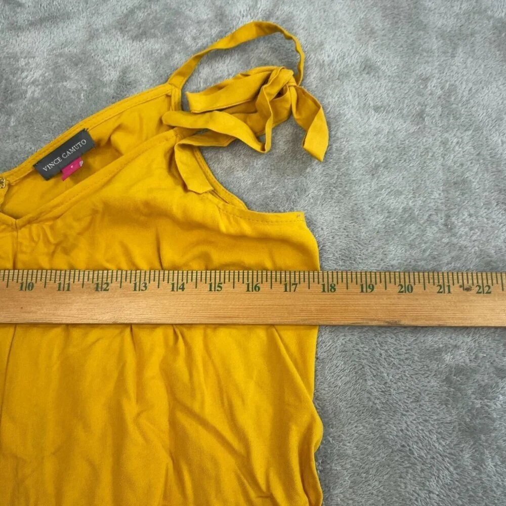 Vince Camuto Womens Yellow Ruffle Hem Jumpsuit S 100% Rayon NWT 6136 - Picture 7 of 8